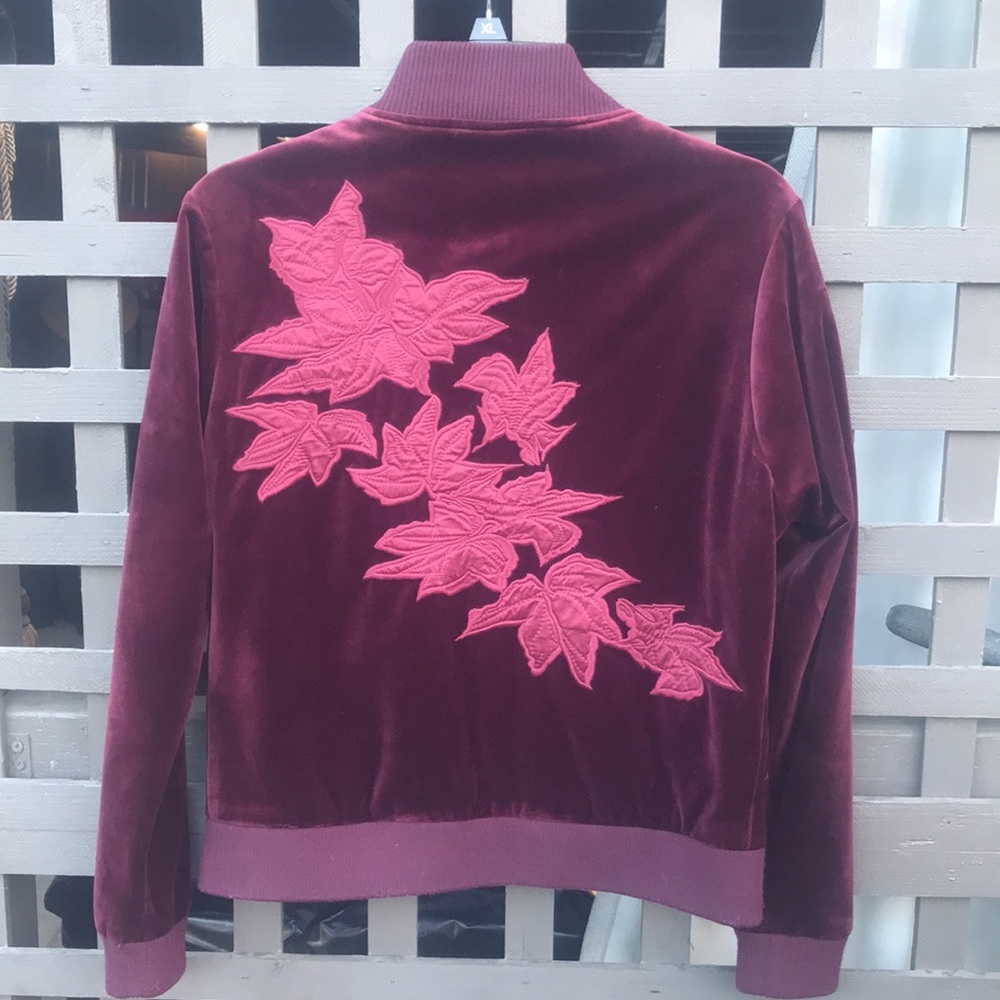 Joe’s velvet  dark berry color jacket w/embroidered leaves on back! Super nice